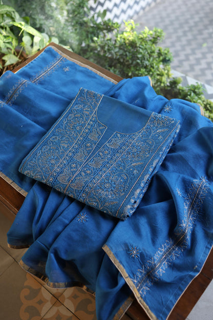 Dark Blue Shade Rasm Maheshwari Highlights Fabric