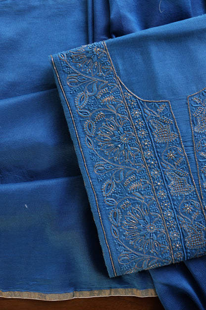 Dark Blue Shade Rasm Maheshwari Highlights Fabric