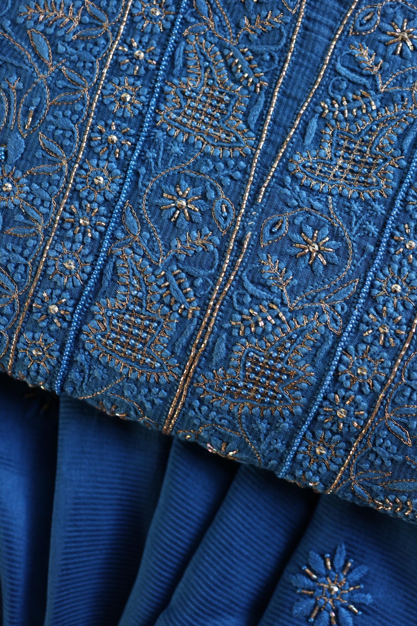 Dark Blue Shade Rasm Maheshwari Highlights Fabric