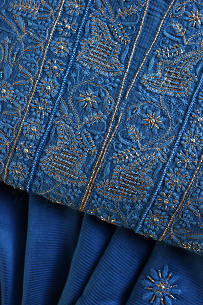 Dark Blue Shade Rasm Maheshwari Highlights Fabric