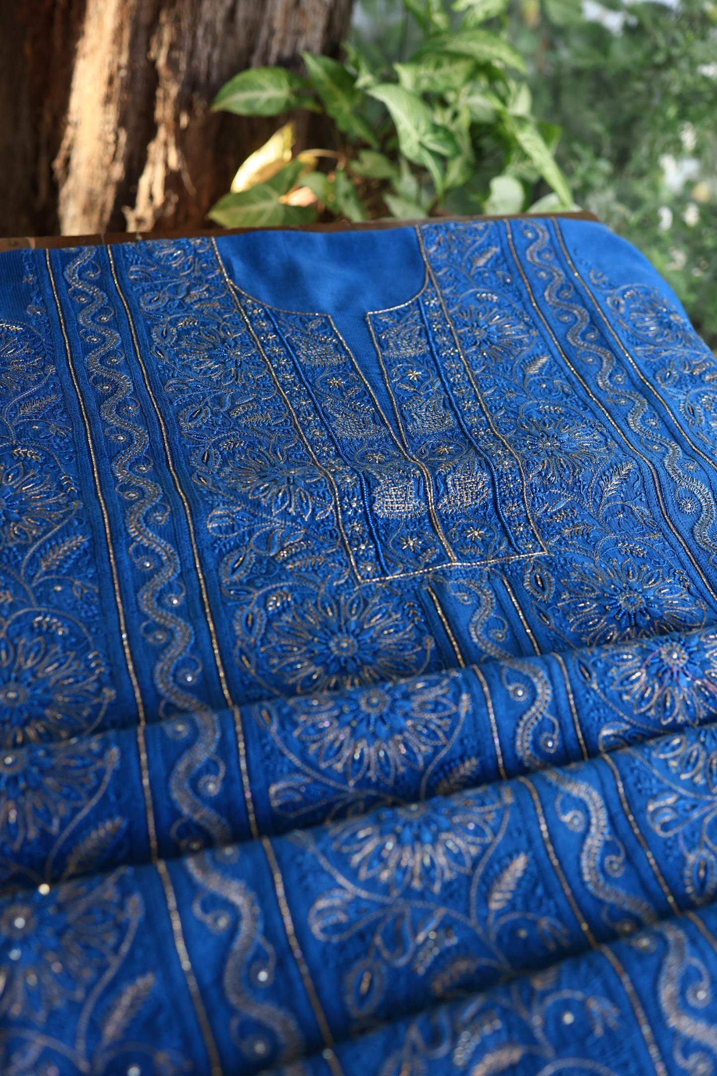 Dark Blue Shade Rasm Maheshwari Highlights Fabric