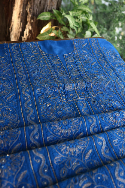 Dark Blue Shade Rasm Maheshwari Highlights Fabric