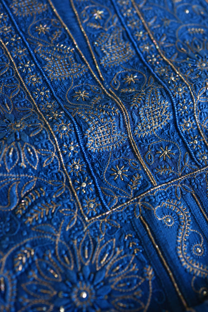 Dark Blue Shade Rasm Maheshwari Highlights Fabric
