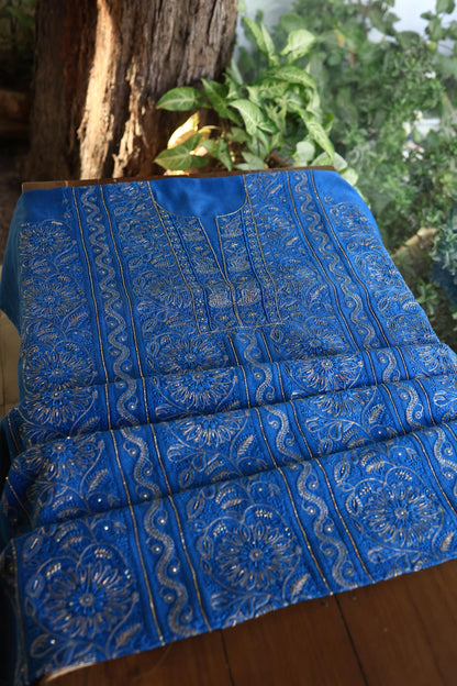 Dark Blue Shade Rasm Maheshwari Highlights Fabric