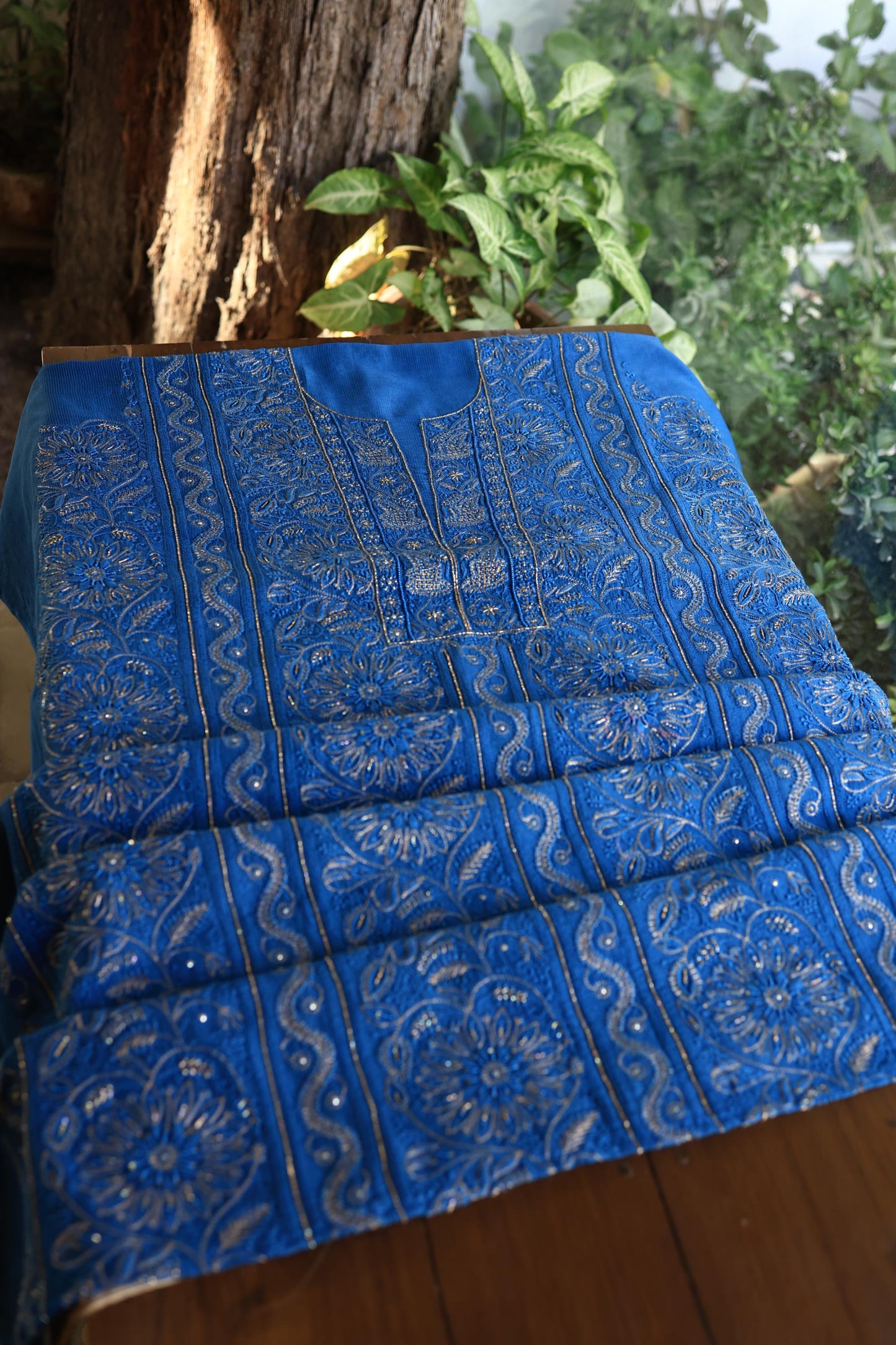 Dark Blue Shade Rasm Maheshwari Highlights Fabric