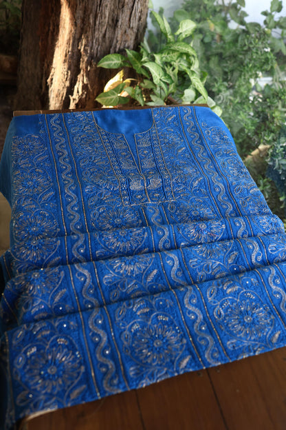 Dark Blue Shade Rasm Maheshwari Highlights Fabric