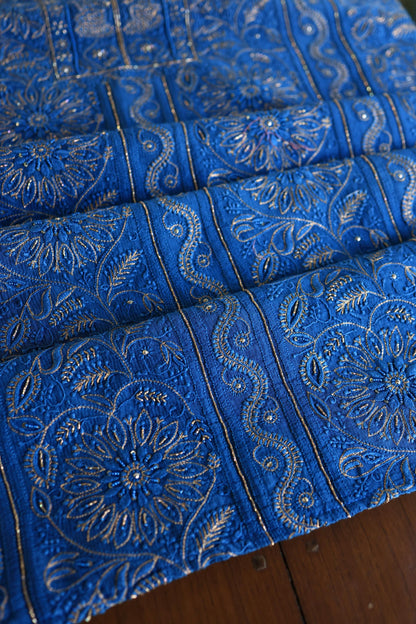 Dark Blue Shade Rasm Maheshwari Highlights Fabric