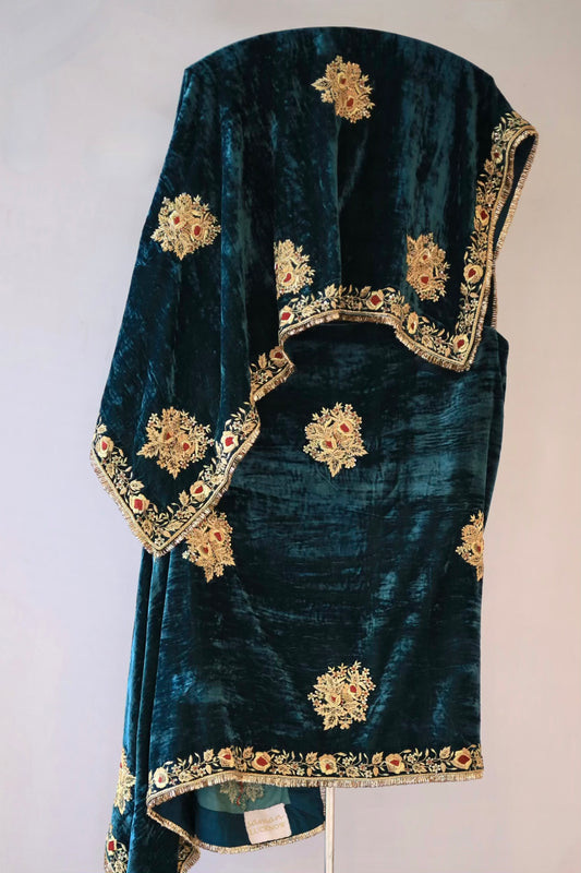 Dark Blue Shade Saman Velvet Shawls