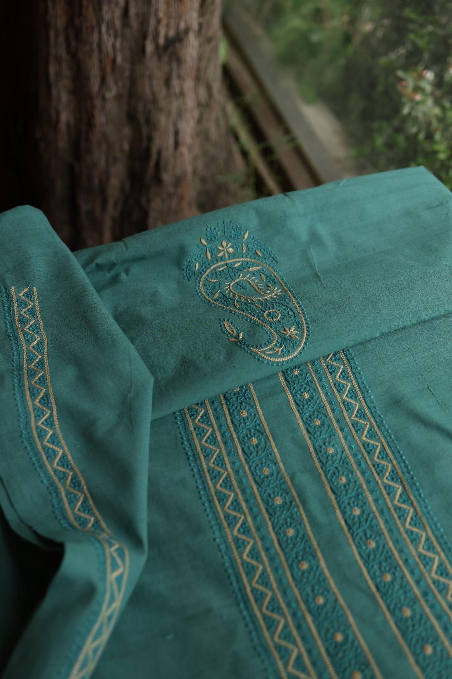Dark Green Malkha Handspun Khadi Kurtas Unisex Fabric