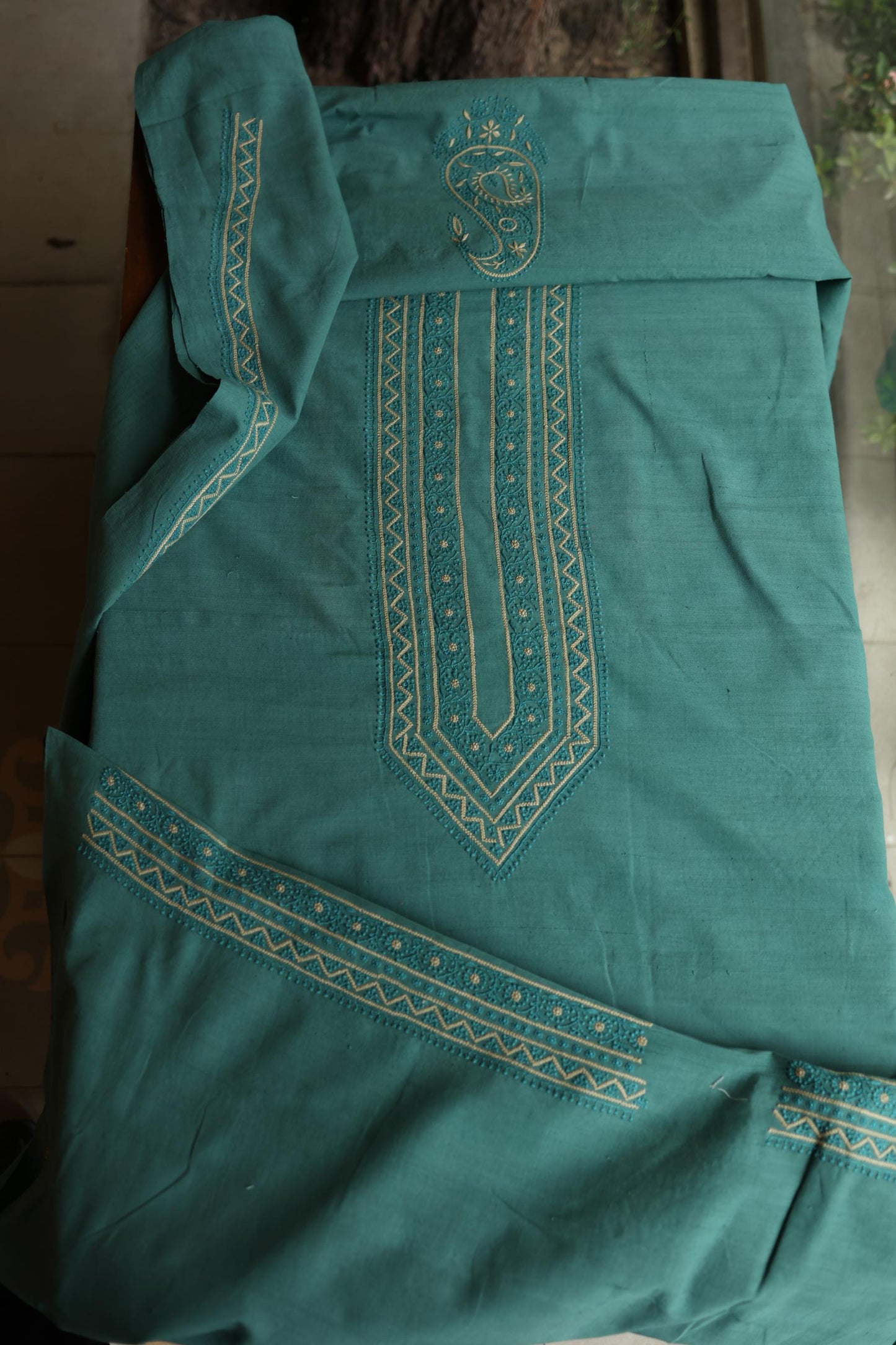 Dark Green Malkha Handspun Khadi Kurtas Unisex Fabric