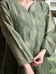 Dark Green Zari Chanderi Chikankari A Line Kurta with Slip