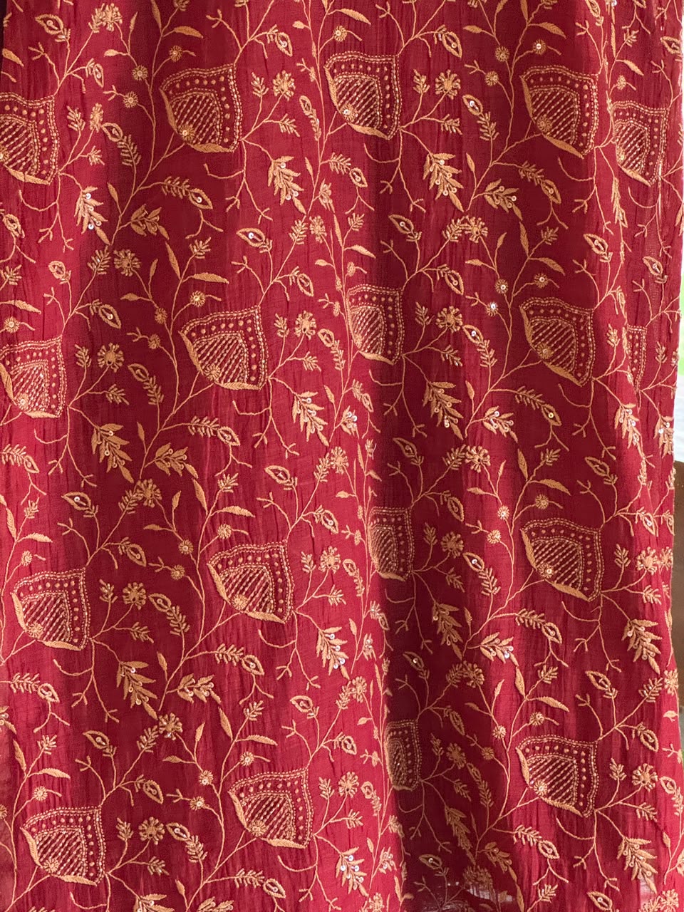 Dark Pink & Yellow Shade Malmal Pearl White Chikankari Ready to Wear Kurta Set