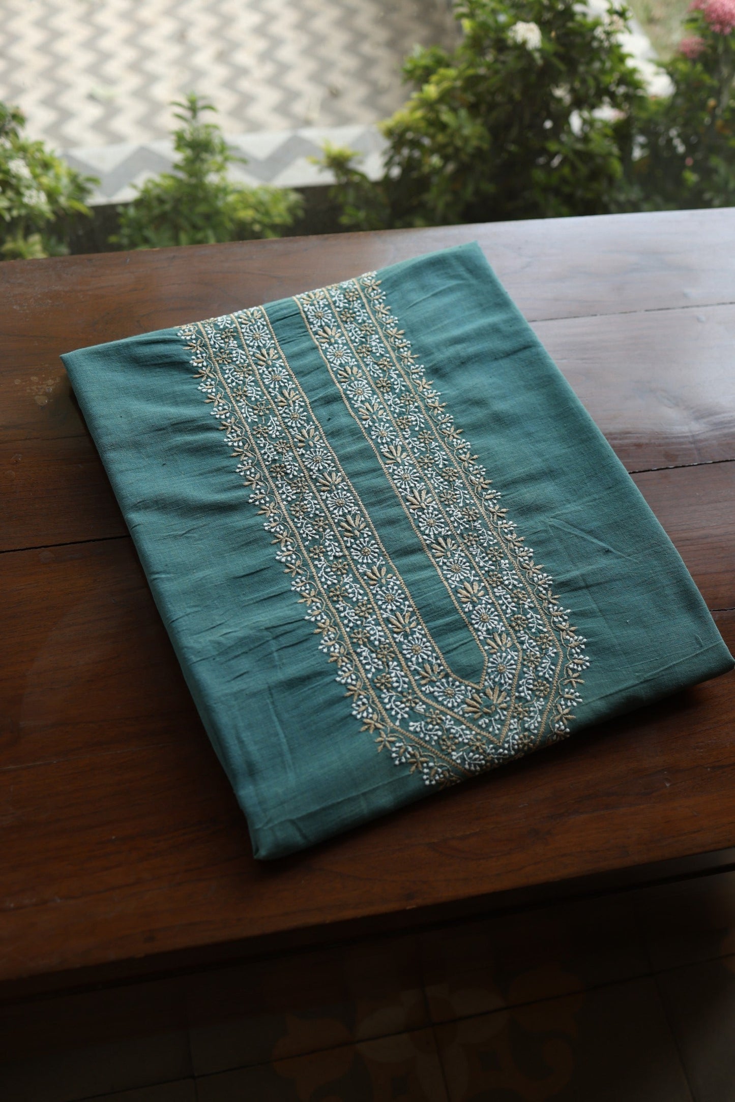 Dark Cyan Shade Malkha Handspun Khadi Kurtas Unisex Fabric