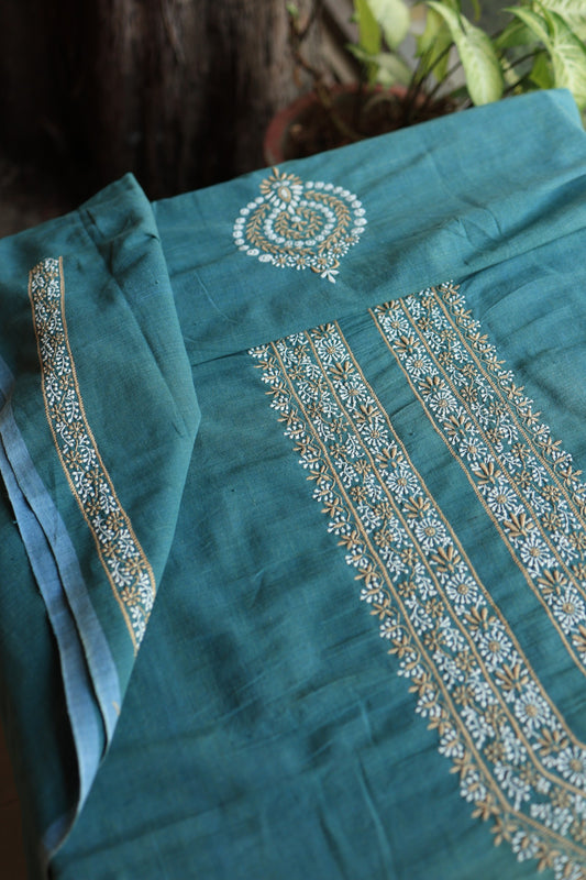 Dark Cyan Shade Malkha Handspun Khadi Kurtas Unisex Fabric