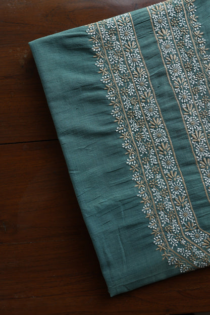 Dark Cyan Shade Malkha Handspun Khadi Kurtas Unisex Fabric