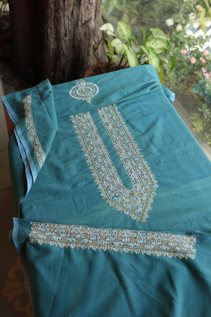 Dark Cyan Shade Malkha Handspun Khadi Kurtas Unisex Fabric