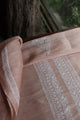 Deep Peach Linen Chikankari Unstitched Men's Kurtas Fabric