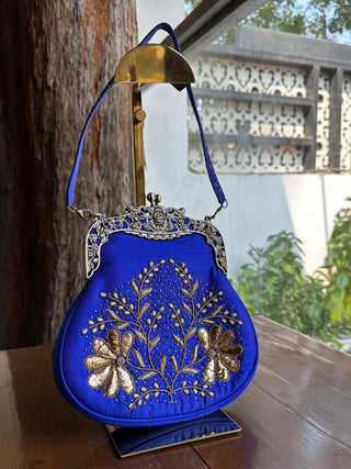 Dark Blue Shade | Vintage Ari Mukaish Sling Bags