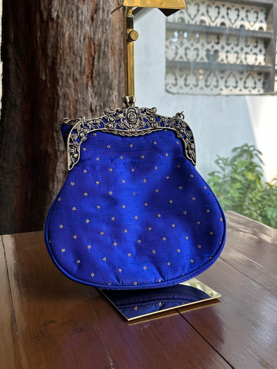 Dark Blue Shade | Vintage Ari Mukaish Sling Bags