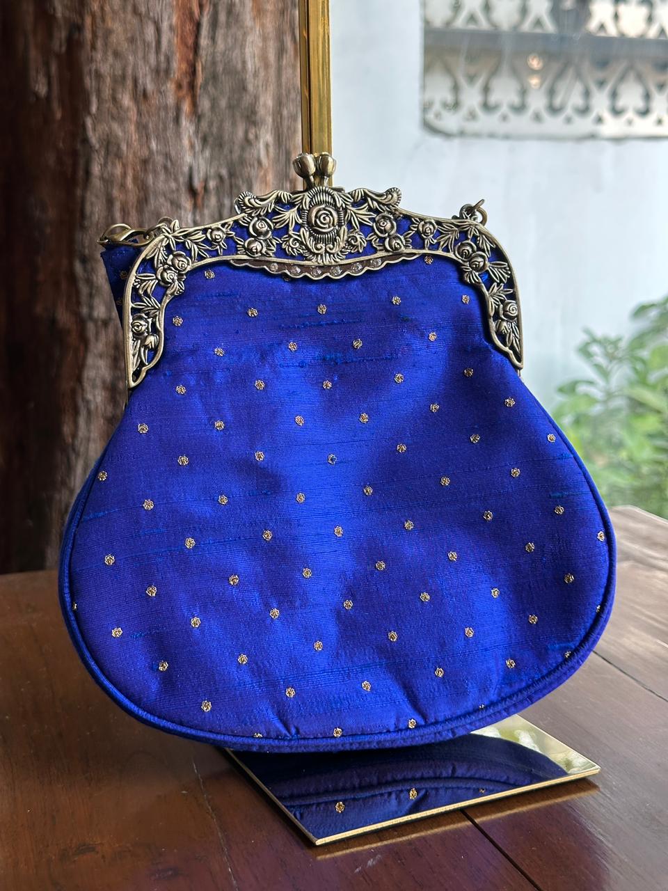 Dark Blue Shade | Vintage Ari Mukaish Sling Bags