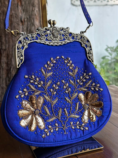 Dark Blue Shade | Vintage Ari Mukaish Sling Bags