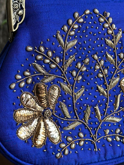 Dark Blue Shade | Vintage Ari Mukaish Sling Bags