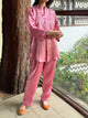 Deep Blush Pink Satin Shimmer Chikankari Co-Ord Set