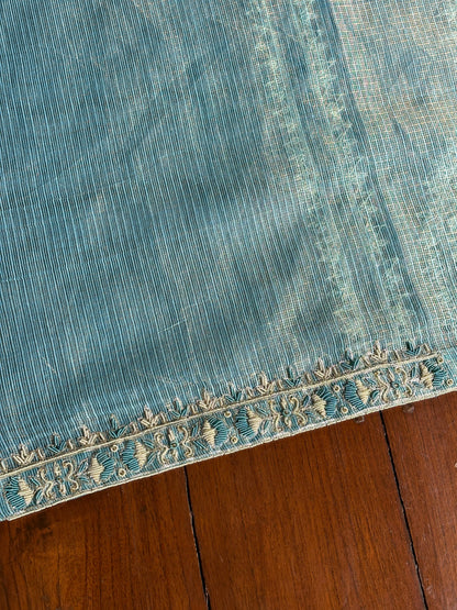 Denim Blue Shade Shade Tissue Kota Chikankari Unstitched Fabric