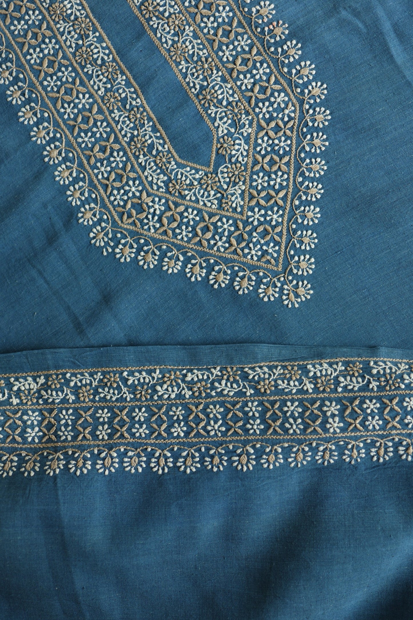 Dull Blue Shade Malkha Handspun Khadi Kurtas Unisex Fabric