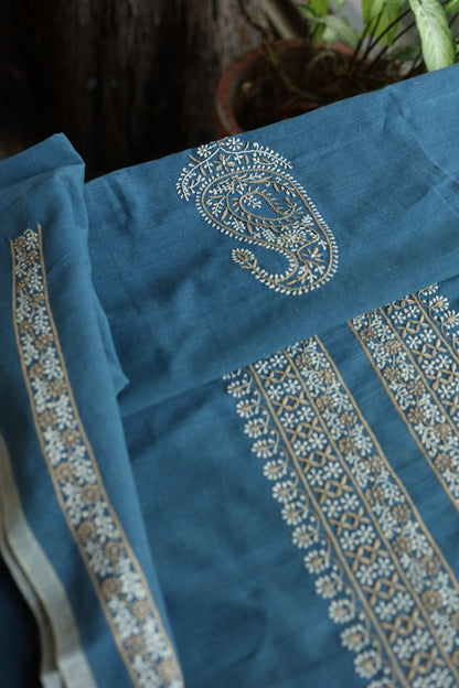 Dull Blue Shade Malkha Handspun Khadi Kurtas Unisex Fabric