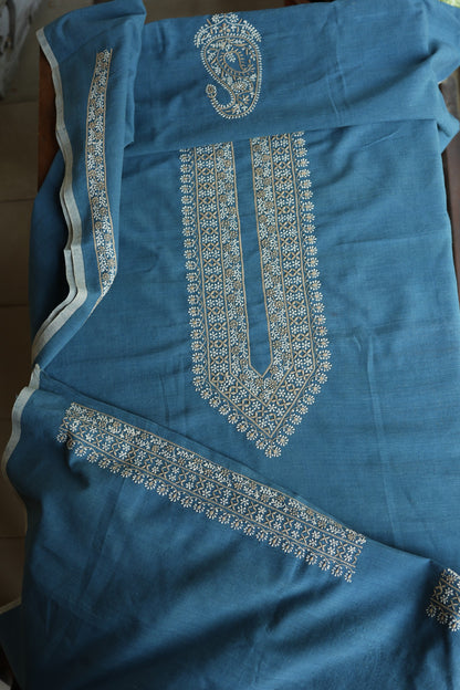 Dull Blue Shade Malkha Handspun Khadi Kurtas Unisex Fabric