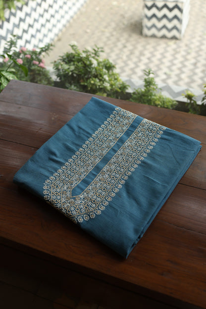 Dull Blue Shade Malkha Handspun Khadi Kurtas Unisex Fabric