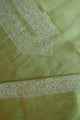 Dull Green Linen Chikankari Unstitched Men's Kurta Fabric