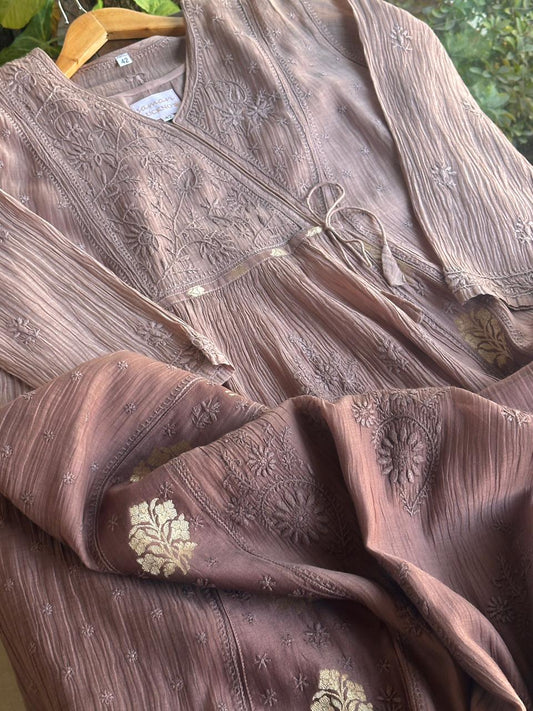 Dull Purple Maheshwari Angarkha – Ready to Wear