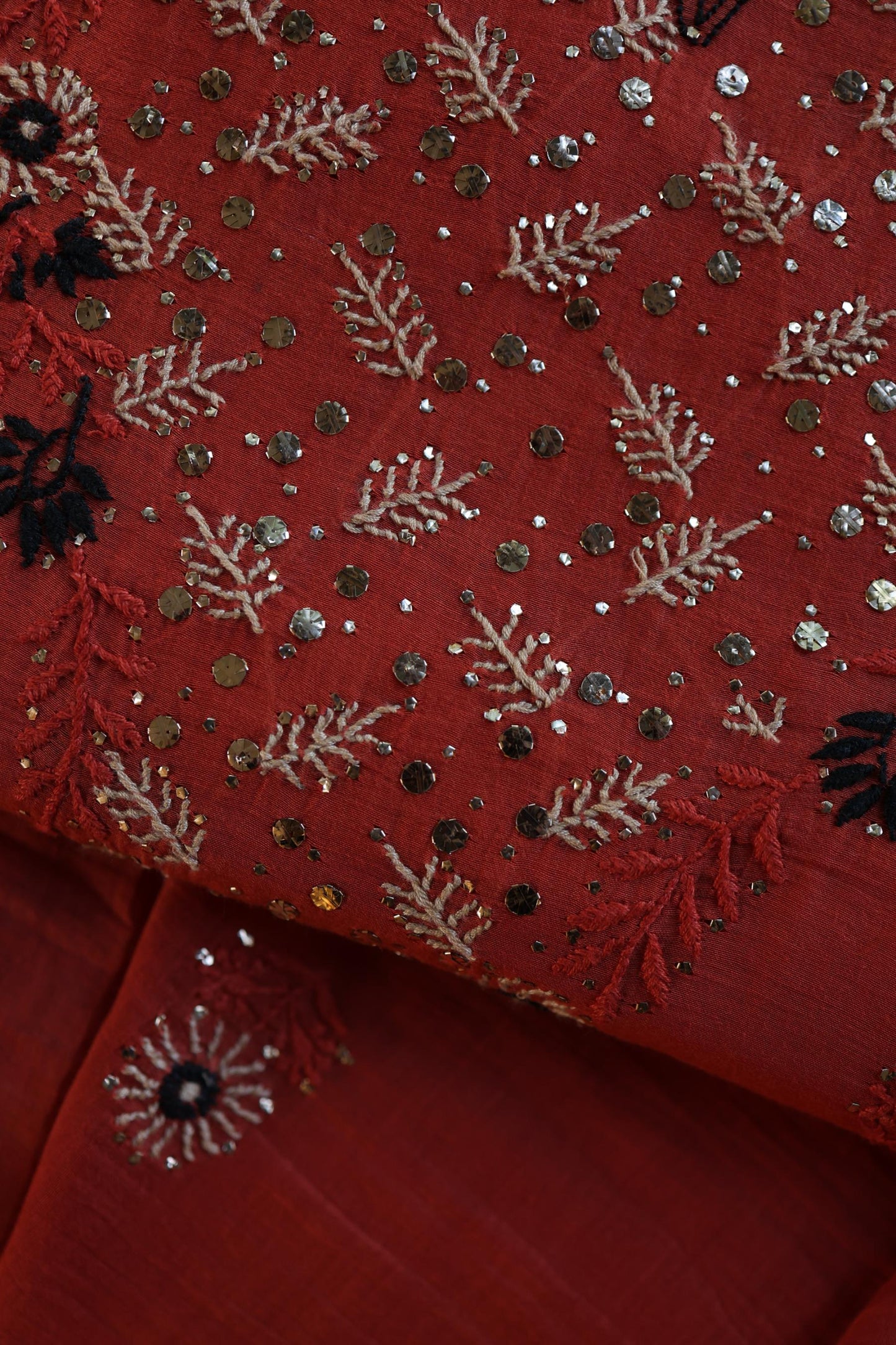 Dull Red Mul Chanderi Silk Kalamkari Unstitched Kurta Dupatta Set