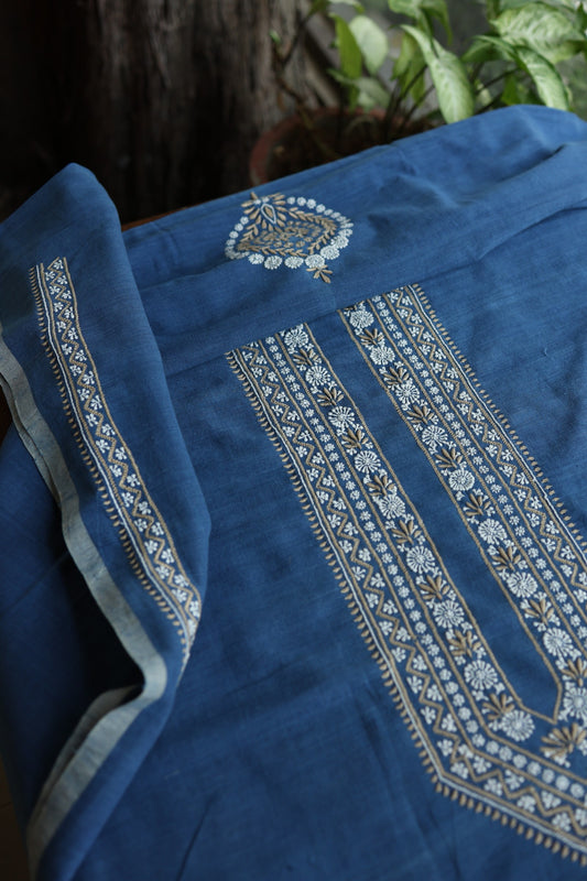 Dusk Blue Shade Malkha Handspun Khadi Kurtas Unisex Fabric