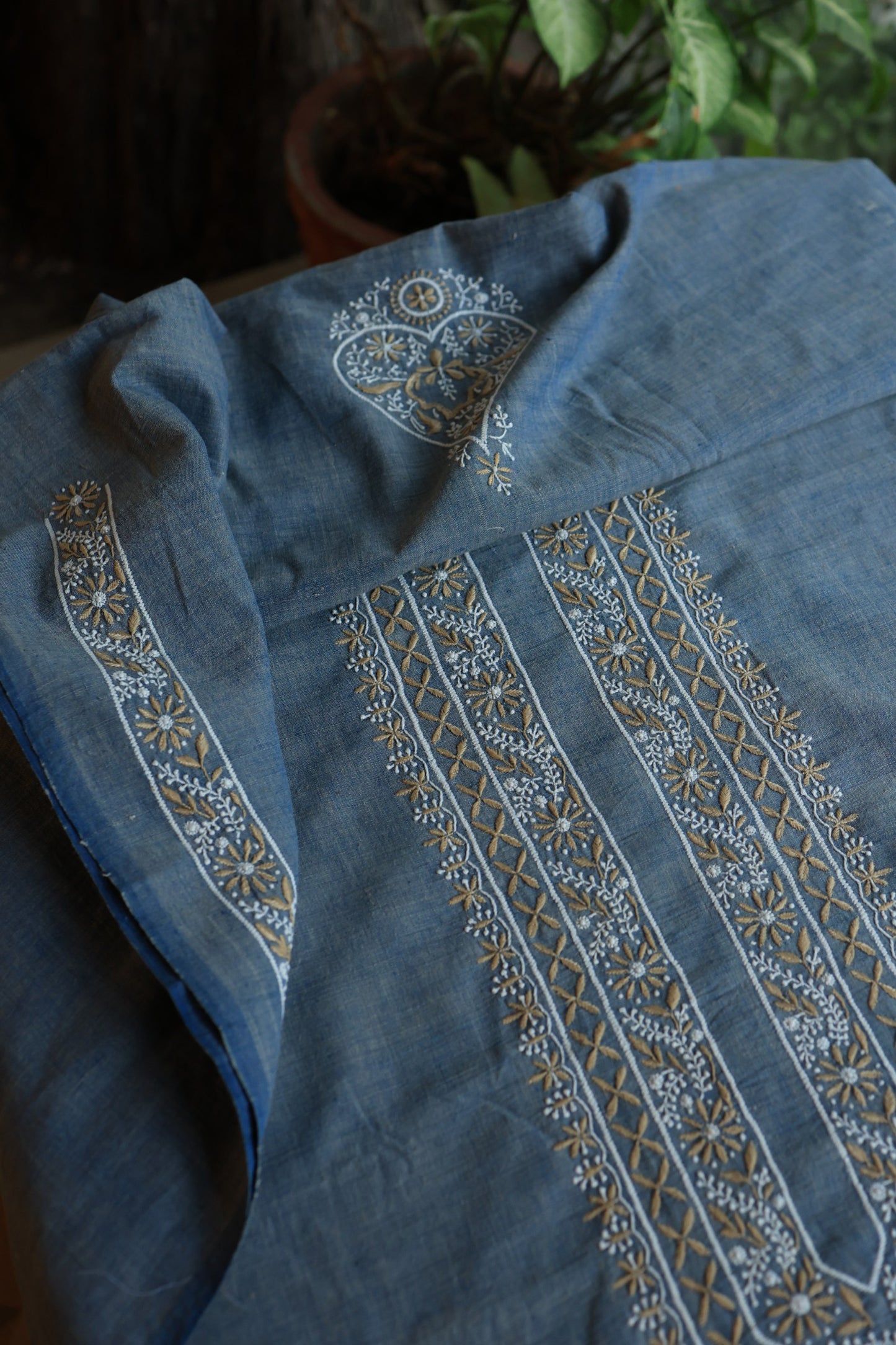 Dusk Blue Shade Malkha Handspun Khadi Kurtas Unisex Fabric