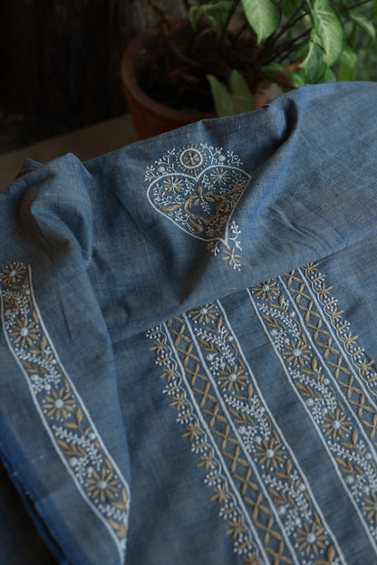 Dusk Blue Shade Malkha Handspun Khadi Kurtas Unisex Fabric