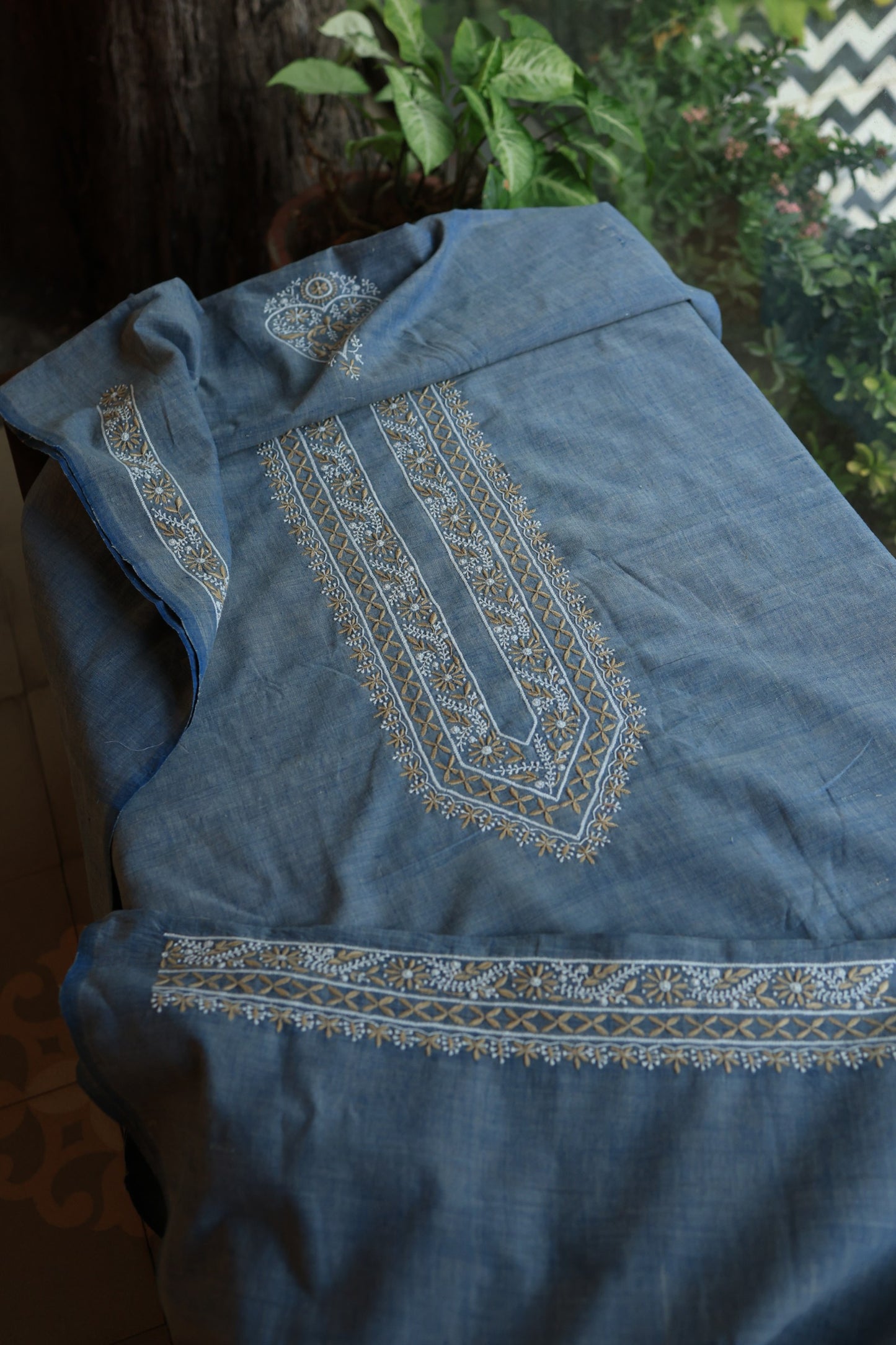 Dusk Blue Shade Malkha Handspun Khadi Kurtas Unisex Fabric