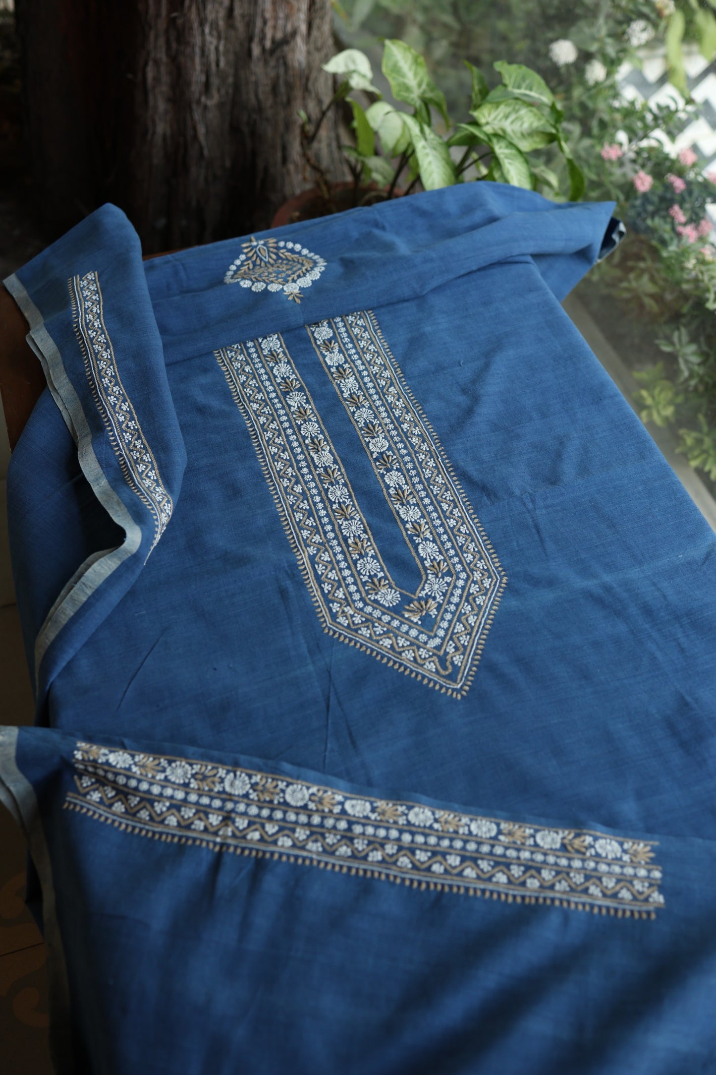 Dusk Blue Shade Malkha Handspun Khadi Kurtas Unisex Fabric