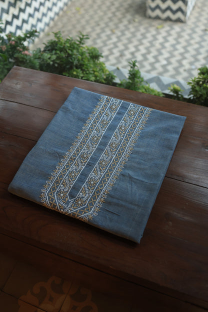 Dusk Blue Shade Malkha Handspun Khadi Kurtas Unisex Fabric