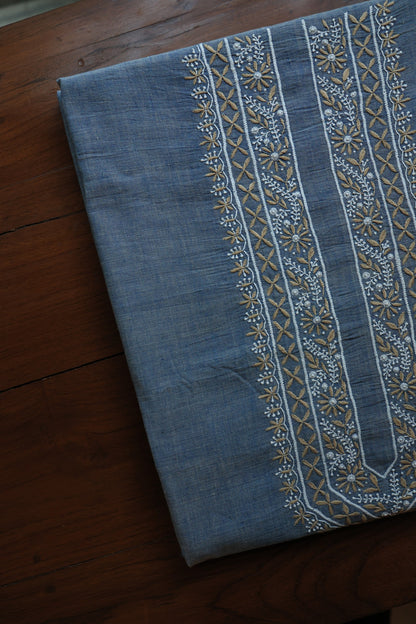 Dusk Blue Shade Malkha Handspun Khadi Kurtas Unisex Fabric