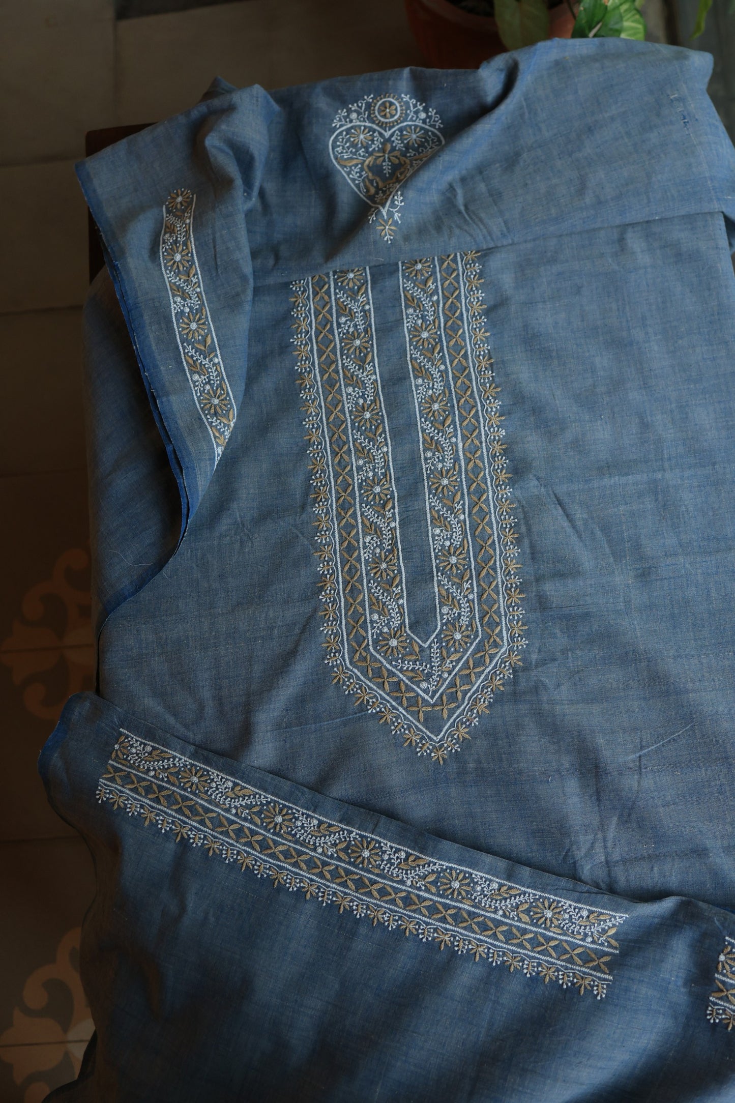 Dusk Blue Shade Malkha Handspun Khadi Kurtas Unisex Fabric