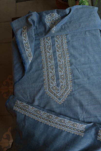 Dusk Blue Shade Malkha Handspun Khadi Kurtas Unisex Fabric