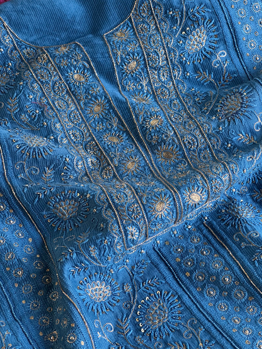 Dusk Blue Shade Rasm Maheshwari Highlights Fabric