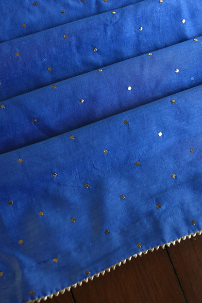 Dusky Blue Shade Chanderi Silk Mukaish Badla Unstitched Fabrics