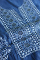 Dusky Blue Shade Mal Cotton Fine Chikankari With Kamdani Work Unstitched Fabric