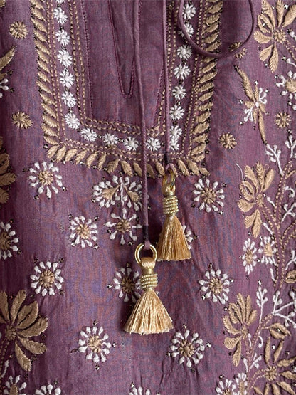 Dusky Purple SICO Chanderi Tunic – Ready to Wear