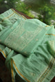 Dusty Green Shade Mal Cotton Chikankari Unstitched Kurta Dupatta Fabric With Mukaish Kamdani