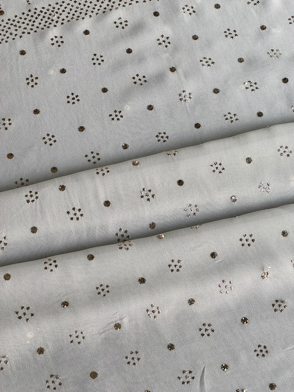 Dusty Grey Mukaish Badla Pure Georgette Kurta Set